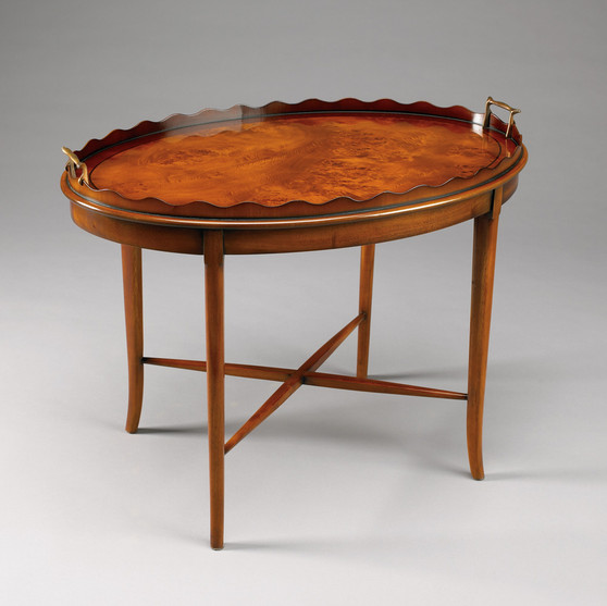 Oval Stretcher Base Table Burl Bsc "33031/BSC-5"