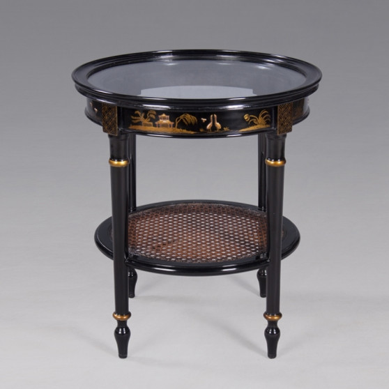 Chinoiserie Side Table Round Ebn "33800EBN"