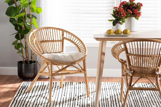 "DC810-Rattan-DC" Baxton Studio Adrina Modern Bohemian Natural Brown Rattan Dining Chair