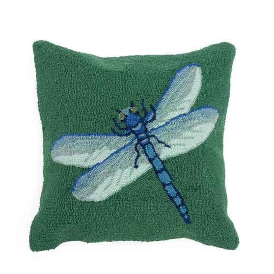 Liora Manne Frontporch Dragonfly Indoor/Outdoor Pillow Green 18" x 18" "7FP8S455606"