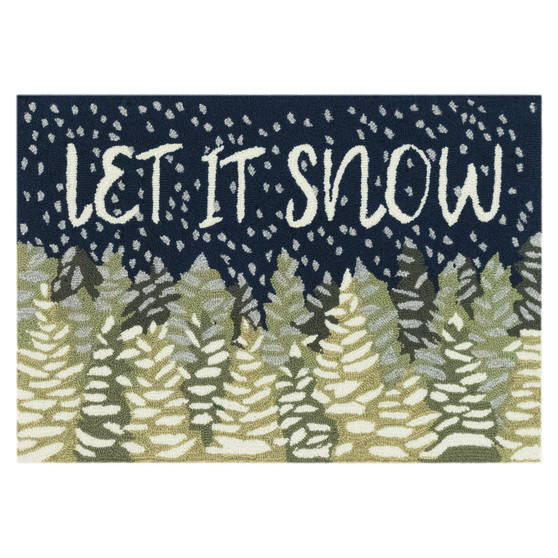 Liora Manne Frontporch Let It Snow Indoor/Outdoor Rug Midnight 1'8" x 2'6" "FTP12451247"