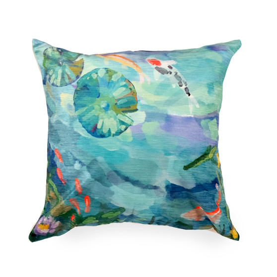 Liora Manne Illusions Peaceful Pond Indoor/Outdoor Pillow Seafoam 18" x 18" "7IL8S331216"