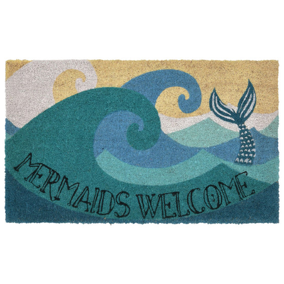 Liora Manne Natura Mermaids Welcome Outdoor Mat Ocean 2' x 3' "NTR23202804"