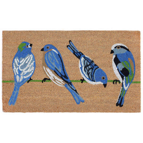 Liora Manne Natura Blue Birds Outdoor Mat Natural 2' x 3' "NTR23206112"