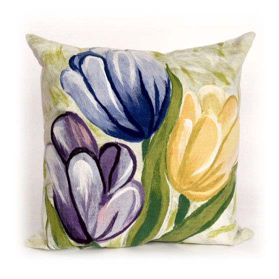 Liora Manne Visions Iii Tulips Indoor/Outdoor Pillow Cool 20" x 20" "7SD2S320806"