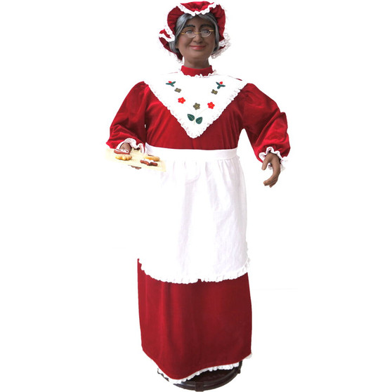 58in AA Mrs Claus Baking Apron With Cookies, Dancing With Music - Red "FMC058-2RD8-AA"