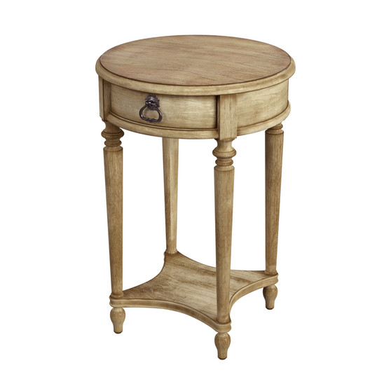 "2096424" Jules 1 Drawer Round End Table With Storage, Beige