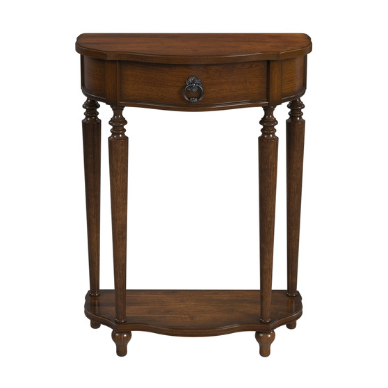 "2101011" Ashby Demilune Console Table With Storage, Antique Cherry