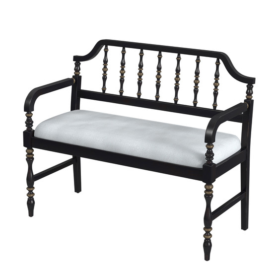 "3811104" Emilia Cafe Noir Upholstered 38"W Bench, Black