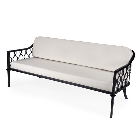 "5661437" Southport Iron Upholstered Outdoor Sofa, Black