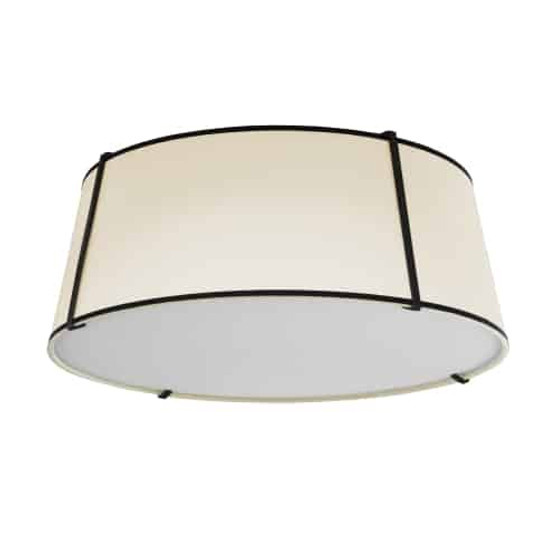 4 Light Trapezoid Flush Mount Black/Cream Shade With 790 Diffuser "TRA-224FH-BK-CRM"