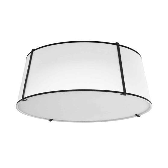 4 Light Trapezoid Flush Mount, Metal Black With White Shade "TRA-224FH-BK-WH"