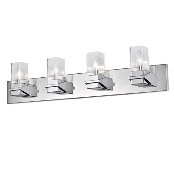 4 Light Incandescent Vanity, Polished Chrome With Clear Glass "VER-324W-PC"