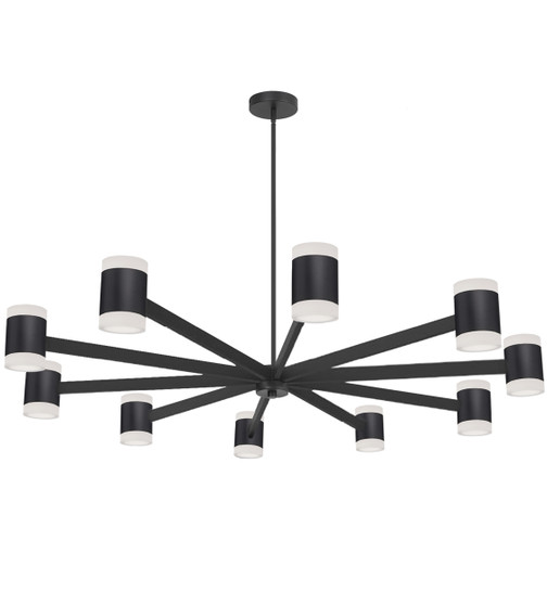 140 Wattage Chandelier, Metal Black With Frosted Acrylic Diffuser "WLS-48140LEDC-MB"