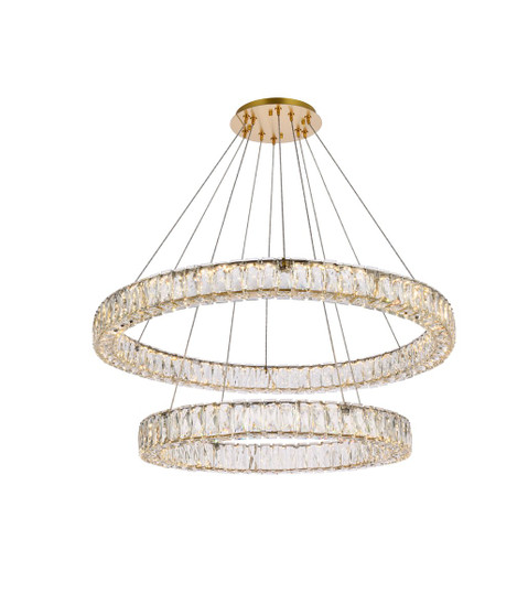 Monroe 36 Inch Led Double Ring Chandelier In Gold "3503G36G"