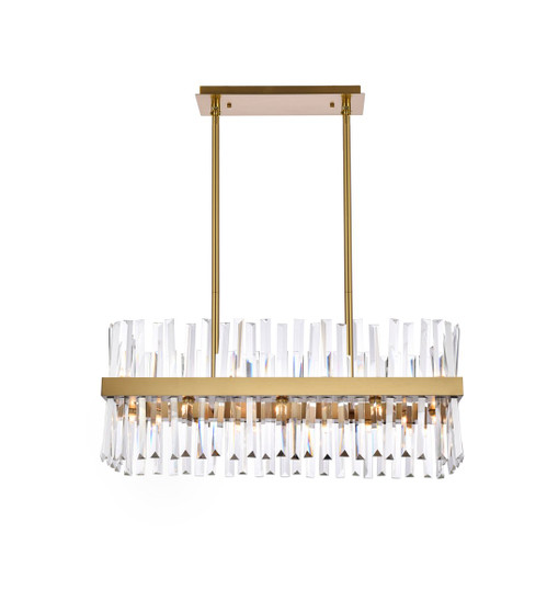 Serephina 30 Inch Crystal Rectangle Chandelier Light In Satin Gold "6200G30SG"