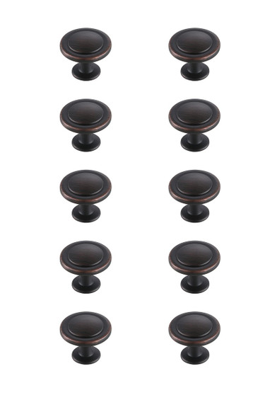 Logyn 1.3" Diameter Oil-Rubbed Bronze Mushroom Knob Multipack (Set Of 10) "KB2005-ORB-10PK"