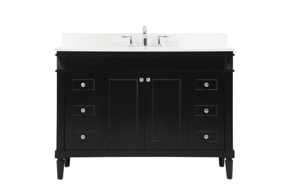 48 Inch Single Bathroom Vanity In Black With Backsplash "VF31848BK-BS"