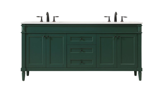 72 Inch Double Bathroom Vanity In Green "VF31872DGN"