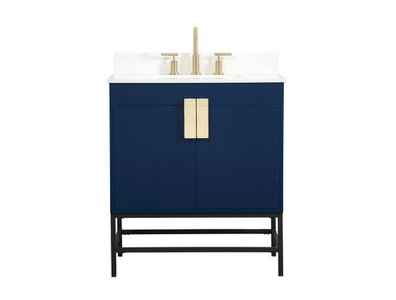 30 Inch Single Bathroom Vanity In Blue With Backsplash "VF48830MBL-BS"