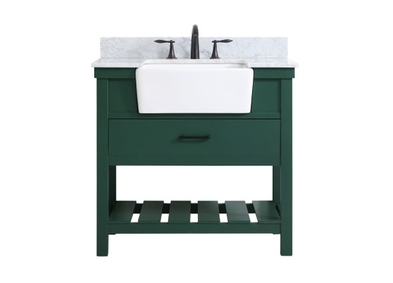 36 Inch Single Bathroom Vanity In Green With Backsplash "VF60136GN-BS"