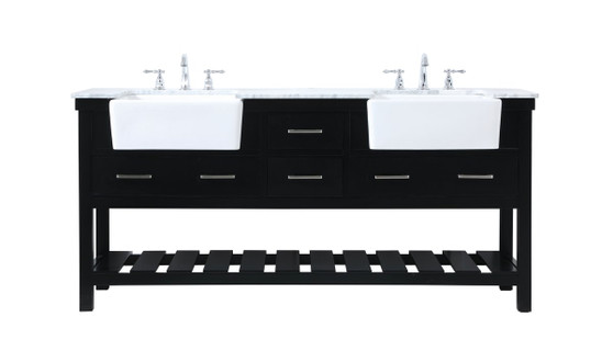 72 Inch Double Bathroom Vanity In Black "VF60172DBK"