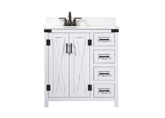 32 Inch Single Bathroom Vanity In White With Backsplash "VF90232WH-BS"