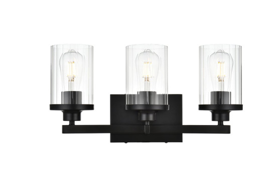 Saanvi 3 Light Black And Clear Bath Sconce "LD7316W18BLK"