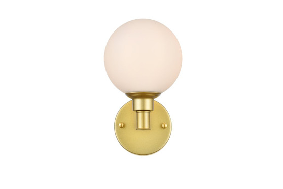 Cordelia 1 Light Brass And Frosted White Bath Sconce "LD7317W6BRA"