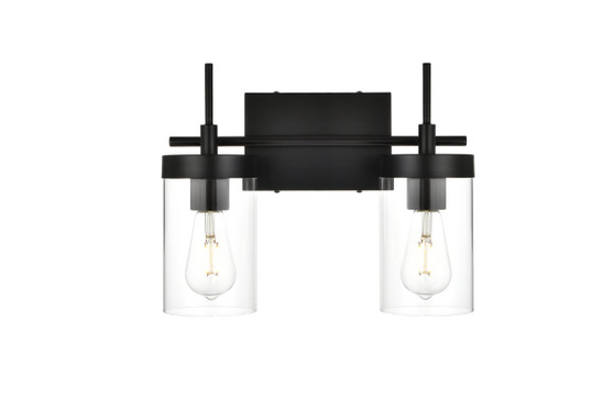 Benny 2 Light Black And Clear Bath Sconce "LD7319W14BLK"