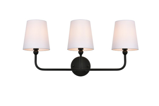 Colson 3 Light Black And Clear Bath Sconce "LD7322W26BLK"