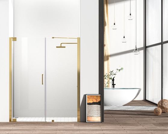 Semi-Frameless Hinged Shower Door 60 X 72 Brushed Gold "SD404-6072BGD"