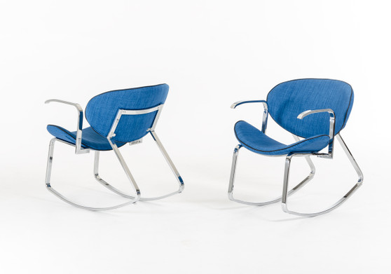 "VGEUMC-8709CH-A" VIG Corvallis - Modern Blue Fabric Rocking Arm Chair (Set Of 2)
