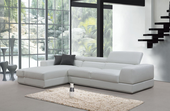 "VGCA5106A-WHT-LAF-SECT" VIG Divani Casa Pella Mini - Modern White Leather Left Facing Sectional Sofa