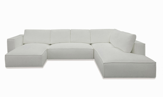 "VGSX-F22053-LAF-WHT" VIG Divani Casa Lulu - Modern White Fabric Modular Sectional Sofa With Left Facing Chaise