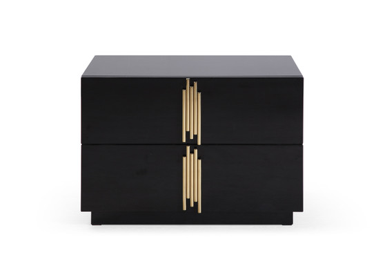 "VGVC-N815-L-BLK" VIG Modrest Token - Modern Black + Gold Wide Nightstand