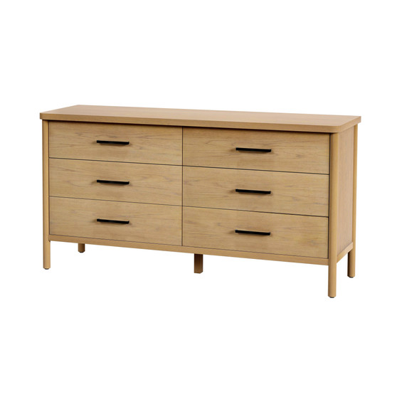 "5755473" Company Lennon 60 In. W Rectangular 6 Drawer Rounded Leg Dresser, Light Brown