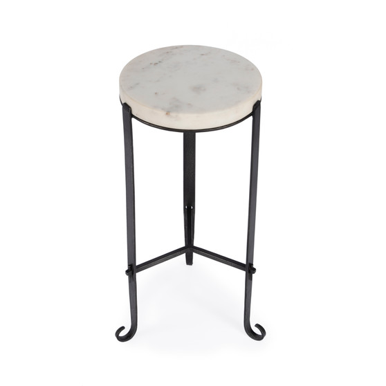 "5690389" Company Freya Marble And Iron Round 11.5"W Side Table, Black And White