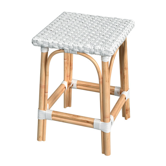 "5757304" Company Riviera Square 24"H Rattan Counter Stool, Glossy White