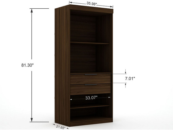 Mulberry Open 1 Sectional Modern Armoire Wardrobe Closet With 2 Drawers In Brown "109GMC5"