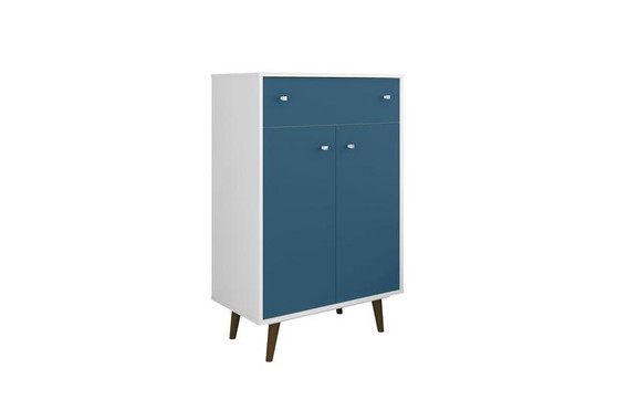 Liberty 1-Drawer 28.07" Storage Cabinet In White And Aqua Blue "211BMC63"