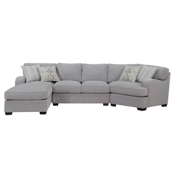Analiese-3 Piece Sectional With 4 Pillows-Grey By Emerald Home "U4315-11-12-16-13A-K"