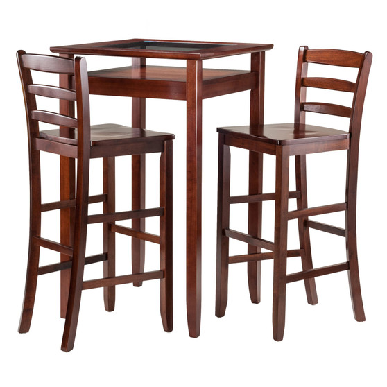 Halo 3 Piece Pub Table Set With 2 Ladder Back Stools "94386"