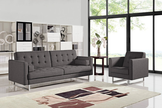 Divani Casa Bauxite Modern Grey Fabric Sofa Bed VGMB1471-GRY-BeD