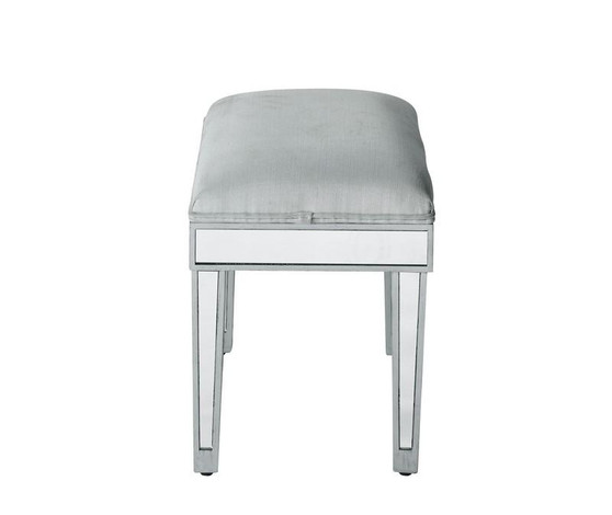 Dressing Stool 18In. Wx 14In. D X 18In. H In Antique Silver Paint "MF72007"
