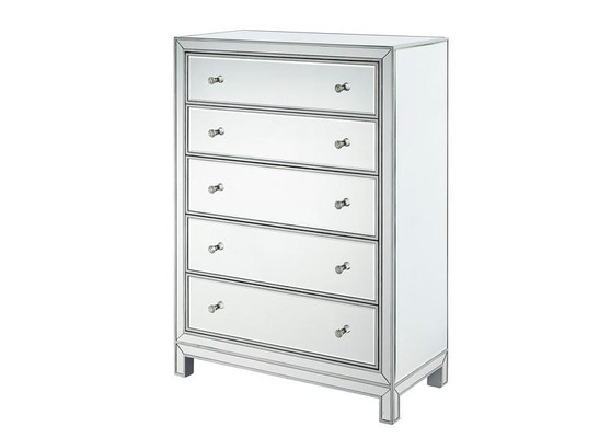 Chest 5 Drawers 34In. W X 16In. D X 48In. H In Antique Silver Paint "MF72026"