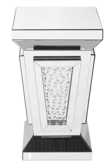 15 Inch Crystal End Table In Clear Mirror Finish "MF91020"