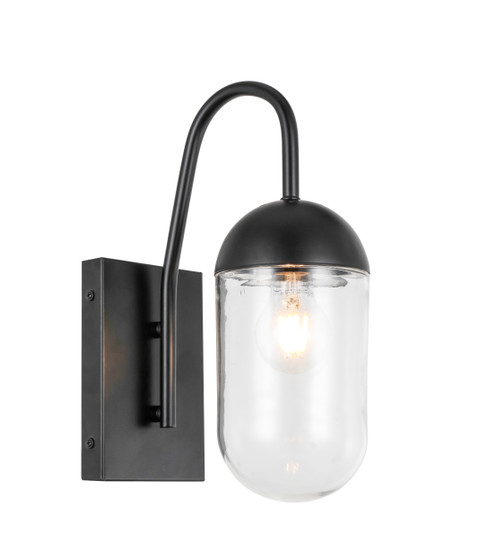 Kace 1 Light Black And Clear Glass Wall Sconce "LD6168BK"