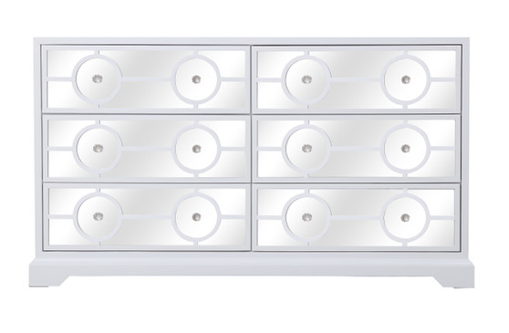 60 In. Mirrored Six Drawer Cabinet In White "MF81036WH"