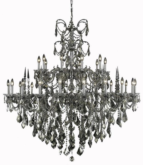 Athena 30 Light Pewter Chandelier Golden Teak (Smoky) Swarovskiâ® Elements Crystal "9730G53PW-GT/SS"